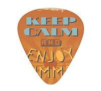 Keep Calm - Juego de 12 púas universales para guitarra ABS, diseño retro grunge con letras de verano, rayos de sol, para guitarra acústica y eléctrica, color naranja quemado