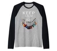 Keep Calm Just Play Guitar Músico Camiseta Manga Raglan