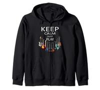 Keep Calm Just Play Guitar Músico Sudadera con Capucha