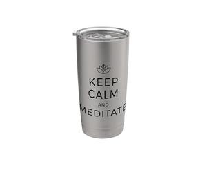 Keep Calm & Meditate Om Zen Meditación Mindfulness Vaso térmico de acero inoxidable de doble pared