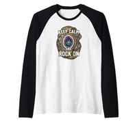 Keep Calm Rock On Geode Geology Mineral Hunter Camiseta Manga Raglan