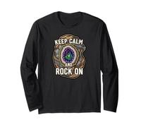 Keep Calm Rock On Geode Geology Mineral Hunter Manga Larga