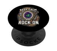 Keep Calm Rock On Geode Geology Mineral Hunter PopSockets PopGrip Adhesivo