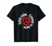 Keep Calm Steven is Here, Nombre Divertido, diseño de Grunge Rose Camiseta