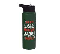 Keep Calm Your House Cleaner is Here Divertido trabajo de limpieza Stainless Steel Insulated Water Bottle