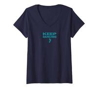 Keep Dancing Foot Motivacional Dance Lover Camiseta Cuello V, Mujer, Azul Marino, M