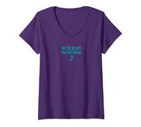 Keep Dancing Foot Motivacional Dance Lover Camiseta Cuello V, Mujer, Morado, XL