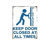 Keep Door Closed Note Vintage Metal Sign 12x8 Inch