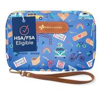 Keep Going Travel First Aid Kit para niños - 130 piezas Kit First Aid para coche, carteras, bolsas diaper bag, mochila y funda de suitcase, con vendajes sin látex - 7 x 5 x 2 pulgadas. Aprobado por la