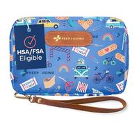 Keep Going Travel First Aid Kit para niños - 130 piezas Kit First Aid para coche, carteras, bolsas diaper bag, mochila y funda de suitcase, con vendajes sin látex - 7 x 5 x 2 pulgadas. Aprobado por la