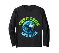 Keep It Green And Blue Avión Día de la Tierra Lema Ambiental Manga Larga