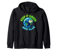Keep It Green And Blue Avión Día de la Tierra Lema Ambiental Sudadera con Capucha