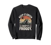 Keep It Green Keep It Froggy Retro Sunset Frog Sudadera