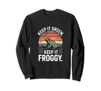 Keep It Green Keep It Froggy Retro Sunset Frog Sudadera