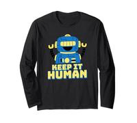 Keep It Human (Declaración Anti AI) (Funny Robot Graphic) Manga Larga