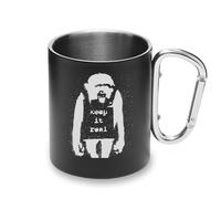 Keep It Real Banksy Monkey Street Art - Taza de metal con asa de mosquetón, taza de camping