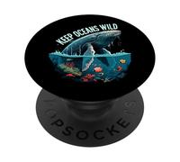 Keep Oceans Wild Whale Conservation Marine Life Design PopSockets PopGrip Adhesivo