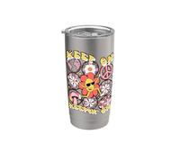 Keep On Keepin' On Retro Daisy Graphic Vaso térmico de acero inoxidable de doble pared