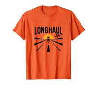 Keep on Truckin' Long Haul Life Trucker Retro Road Trip Camiseta, Hombre, Naranja, S