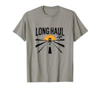 Keep on Truckin' Long Haul Life Trucker Retro Road Trip Camiseta, Hombre, Pizarra, L