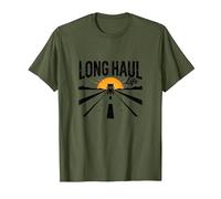 Keep on Truckin' Long Haul Life Trucker Retro Road Trip Camiseta, Hombre, Verde Oliva, 3XL
