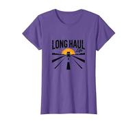 Keep on Truckin' Long Haul Life Trucker Retro Road Trip Camiseta, Mujer, Morado Jaspeado, XS