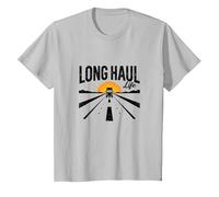 Keep on Truckin' Long Haul Life Trucker Retro Road Trip Camiseta, Niños, Plata, 12 años