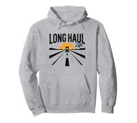 Keep on Truckin' Long Haul Life Trucker Retro Road Trip Sudadera con Capucha, Unisex para Adultos, Gris Jaspeado, S