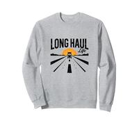 Keep on Truckin' Long Haul Life Trucker Retro Road Trip Sudadera, Unisex para Adultos, Gris Jaspeado, L