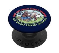 Keep Our Forest Green & Growing Smokey Bear & Friends Retro PopSockets PopGrip Adhesivo
