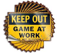 Keep Out: Game At Work, Do Not Disturb - Decoración de dormitorio para hombres, autoadhesiva, paquete de calcomanías de vinilo para laptop (6 x 9 cm)