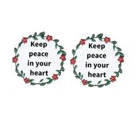 Keep Peace in Your Heart - Juego de 2 pines esmaltados de aleación con diseño de corona floral, símbolo de calma, cuidado personal, armonía natural y energía positiva, pines de solapa inspiradores