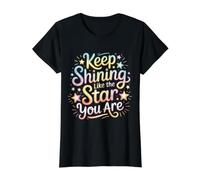 Keep Shining Like The Star You Are Optimism Mindset ||- Camiseta gráfica económica, Mujer, Negro, M