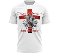 Keep St George in My Heart Camiseta con bandera inglesa para hombre, Ideas de regalo para papá y abuelo, Camiseta de caballero dragón inglés, blanco, XL