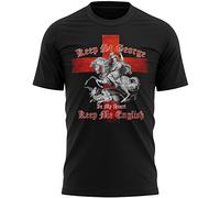 Keep St George in My Heart Camiseta con bandera inglesa para hombre, Ideas de regalo para papá y abuelo, Camiseta de caballero dragón inglés, Negro, L