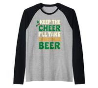 Keep The Cheer I'Ll Take Beer Funny Christmas Disfraz de Navidad Camiseta Manga Raglan