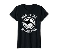 Keep The Sea - Orca Orca de Ballena asesina sin plástico Camiseta gráfica económica, Mujer, Negro, M