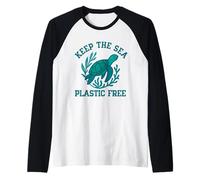 Keep The Sea Tortuga Marina Libre de plástico Eco Ocean Earth Day Camiseta Manga Raglan