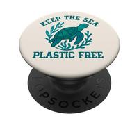 Keep The Sea Tortuga Marina Libre de plástico Eco Ocean Earth Day PopSockets PopGrip Adhesivo