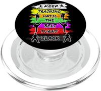 Keep Training Until The Belt Turns Black Retro Karate PopSockets PopGrip para MagSafe