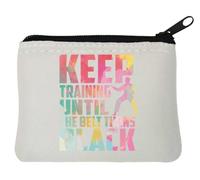 Keep Training Until The Belt Turns - Monedero de neopreno para artes marciales, 10 x 11 cm, color blanco, White, Talla única