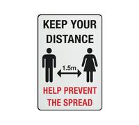 Keep Your Distance - Señalización de advertencia de metal de aluminio con símbolo para uso en interiores y exteriores (1,5 m, 30,5 x 20,3 cm)
