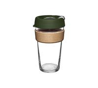 KeepCup Brew Cork - Taza de café reutilizable de vidrio templado y corcho natural, L 454 ml, pino