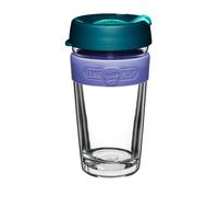 KeepCup Longplay - Taza de café reutilizable, vidrio de doble pared con funda extraíble y tapa a prueba de salpicaduras, 454 ml, color neblina