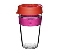 KeepCup Taza de café de plástico transparente y reutilizable | Tapa a prueba de salpicaduras, sin BPA, grado barista | Grande | 454 ml | Daybreak, rosa