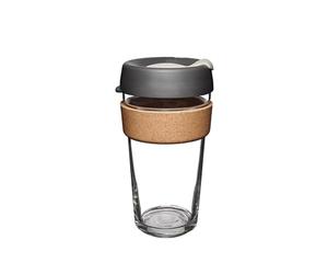 KeepCup Taza de café reutilizable, vidrio templado y corcho natural, L 454 ml, prensa