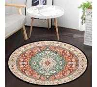 keepcute Alfombra redonda bohemia con medallón floral envejecida, vintage, antideslizante, para entrada, vestíbulo, lavable, para sofá, baño, 1,2 m, multicolor