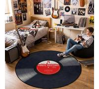 keepcute Alfombra redonda negra para dormitorio, sala de estar, estudio, tocar, alfombra antideslizante para decoración del hogar, 3 pies de diámetro