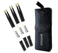 keepdrum 5BB SB01 - Juego de baquetas (3 pares, bolsa de bordado, color negro