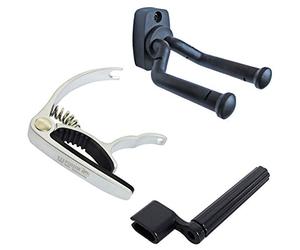 Keepdrum accesorio para guitarra de Juego con soporte de pared y manivela para cuerdas Cejilla Plata